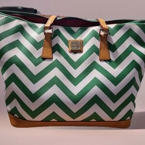 Dooney & Bourke Green Chevron Tote Bag